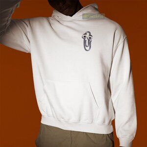 🆕Clippy White Fleece Pullover Hoodie